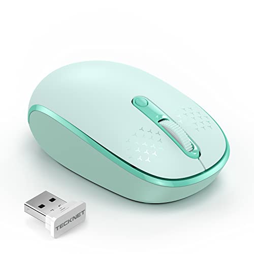 TECKNET Wireless Mouse, 2.4G Quiet Computer Mouse with USB Receiver, 4 Buttons Portable Cordless Mice for Chromebook, Laptop, PC, Mac, 800/1200/1600 DPI - Pink - DSP Warehouse