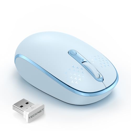 TECKNET Wireless Mouse, 2.4G Quiet Computer Mouse with USB Receiver, 4 Buttons Portable Cordless Mice for Chromebook, Laptop, PC, Mac, 800/1200/1600 DPI - Pink - DSP Warehouse