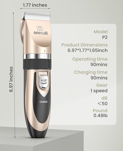 oneisall Dog Shaver Clippers Low Noise Rechargeable Cordless Electric Quiet Hair Clippers Set for Dogs Cats Pets - DSP Warehouse