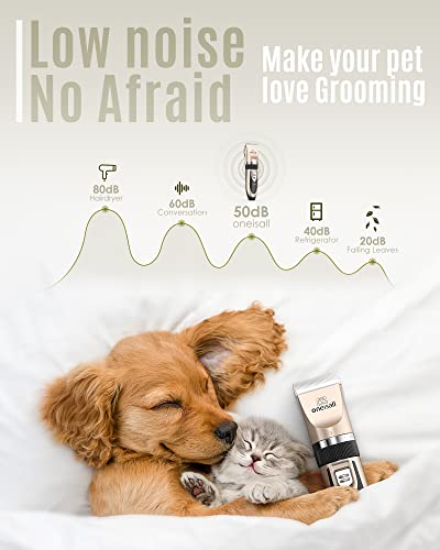 oneisall Dog Shaver Clippers Low Noise Rechargeable Cordless Electric Quiet Hair Clippers Set for Dogs Cats Pets - DSP Warehouse