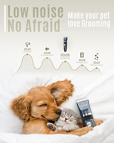 oneisall Dog Shaver Clippers Low Noise Rechargeable Cordless Electric Quiet Hair Clippers Set for Dogs Cats Pets - DSP Warehouse