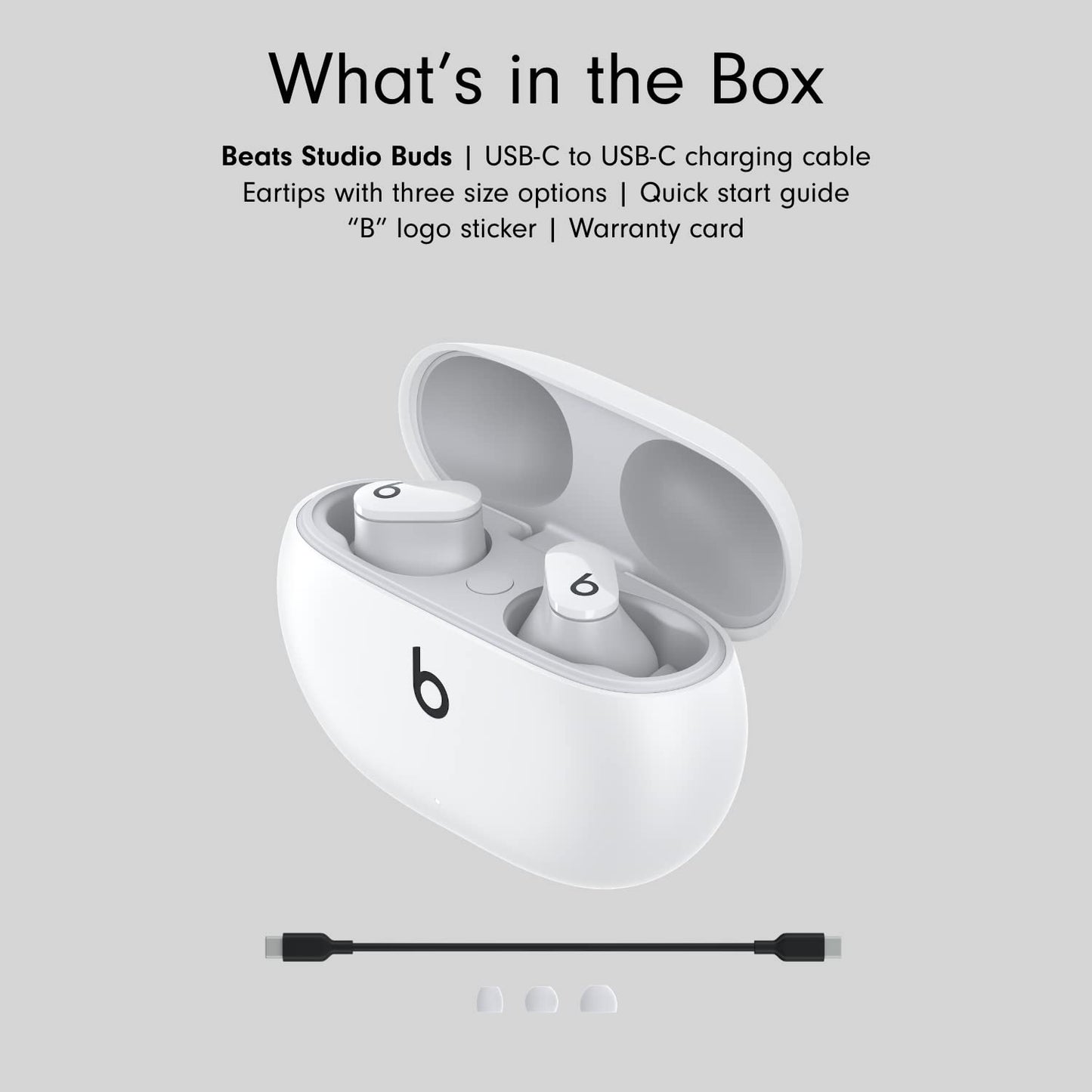 Beats Studio Buds - True Wireless Noise Cancelling Earbuds - Compatible with Apple & Android, Built-in Microphone, IPX4 Rating, Sweat Resistant Earphones, Class 1 Bluetooth Headphones - White