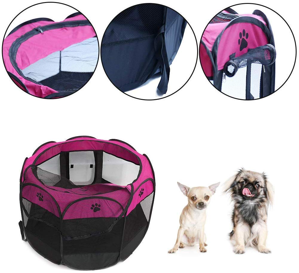 Portable Pet Playpen, Dog Playpen Foldable Pet Exercise Kennel Pen Tents Dog House Playground for Cat/Puppy Dog Indoor Outdoor Travel Use