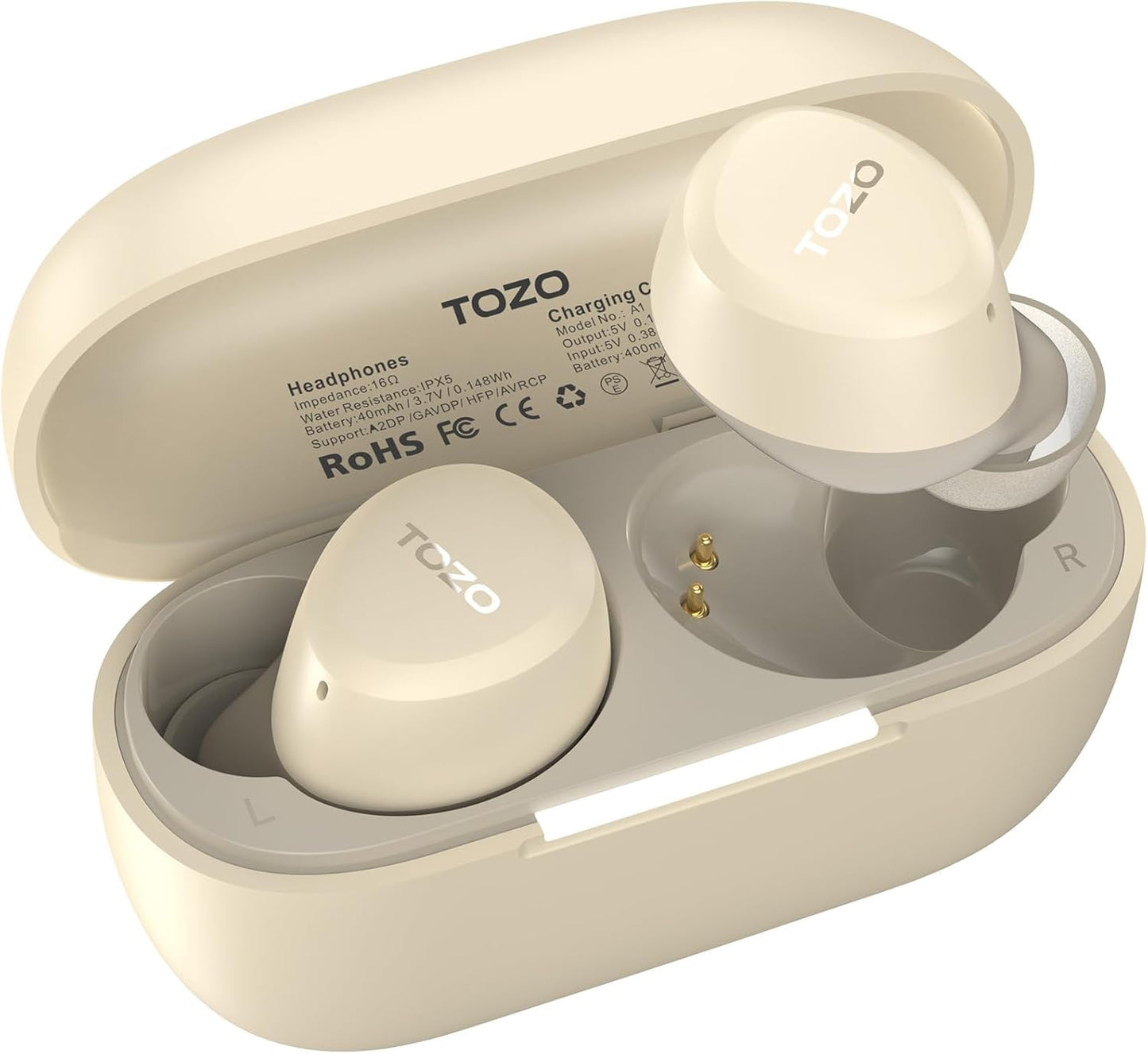 TOZO A1 Mini Wireless Earbuds Bluetooth 5.3 in Ear Light-Weight Headphones Built-in Mic Calls, IPX5 Waterproof, Immersive Premium Sound Connection Headset with Charging Case, 32 Preset EQs via APP - DSP Warehouse