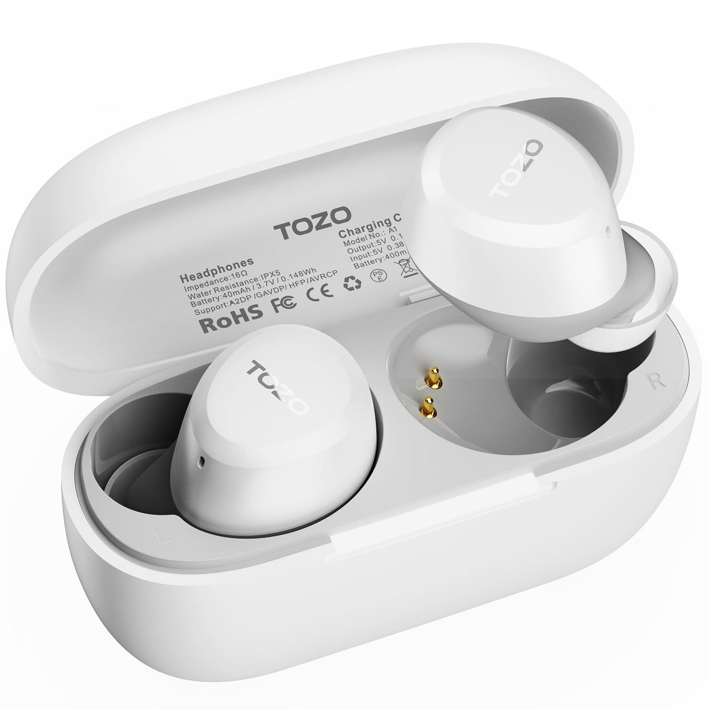 TOZO A1 Mini Wireless Earbuds Bluetooth 5.3 in Ear Light-Weight Headphones Built-in Mic Calls, IPX5 Waterproof, Immersive Premium Sound Connection Headset with Charging Case, 32 Preset EQs via APP