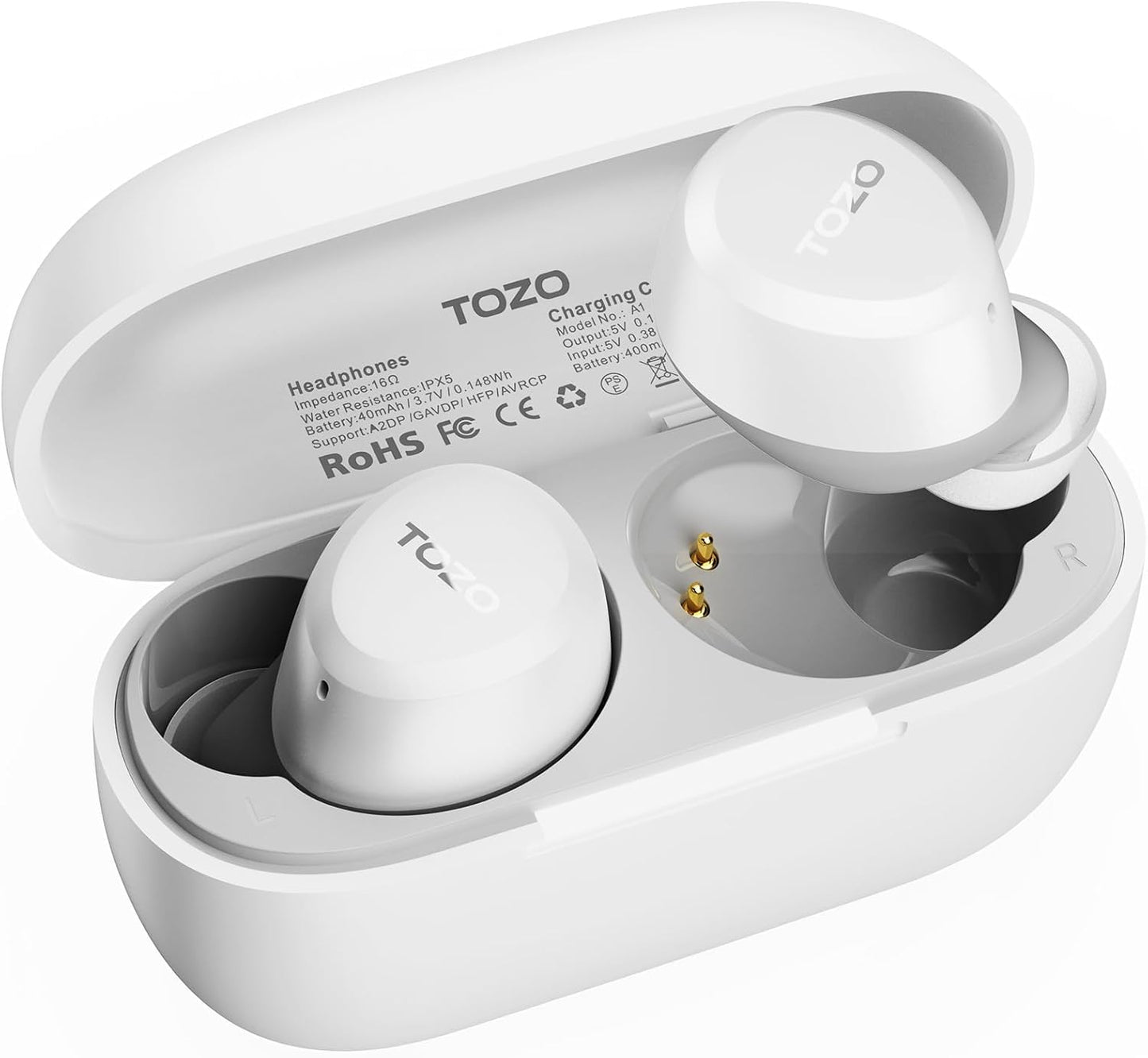 TOZO A1 Mini Wireless Earbuds Bluetooth 5.3 in Ear Light-Weight Headphones Built-in Mic Calls, IPX5 Waterproof, Immersive Premium Sound Connection Headset with Charging Case, 32 Preset EQs via APP - DSP Warehouse