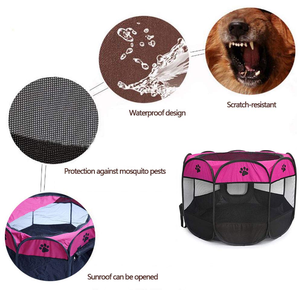 Portable Pet Playpen, Dog Playpen Foldable Pet Exercise Kennel Pen Tents Dog House Playground for Cat/Puppy Dog Indoor Outdoor Travel Use