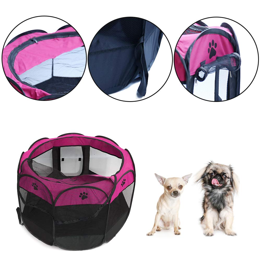 Portable Pet Playpen, Dog Playpen Foldable Pet Exercise Kennel Pen Tents Dog House Playground for Cat/Puppy Dog Indoor Outdoor Travel Use