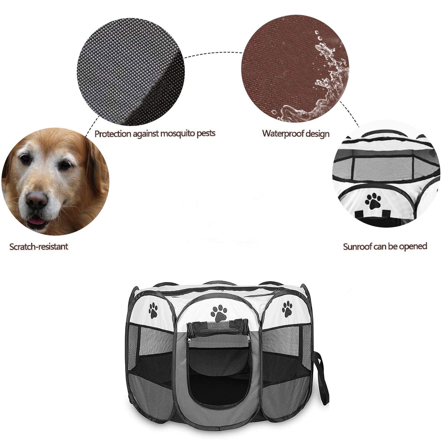 Portable Pet Playpen, Dog Playpen Foldable Pet Exercise Kennel Pen Tents Dog House Playground for Cat/Puppy Dog Indoor Outdoor Travel Use