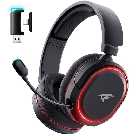 Wireless Gaming Headset, 7.1 Surround Sound, 2.4Ghz USB Gaming Headphones with Bluetooth 5.4, 100H Battery, ENC Noise Canceling Mic, 3.5mm Wired, RGB Light, Wireless Headset for PC PS5 PS4 Mac Switch - DSP Warehouse