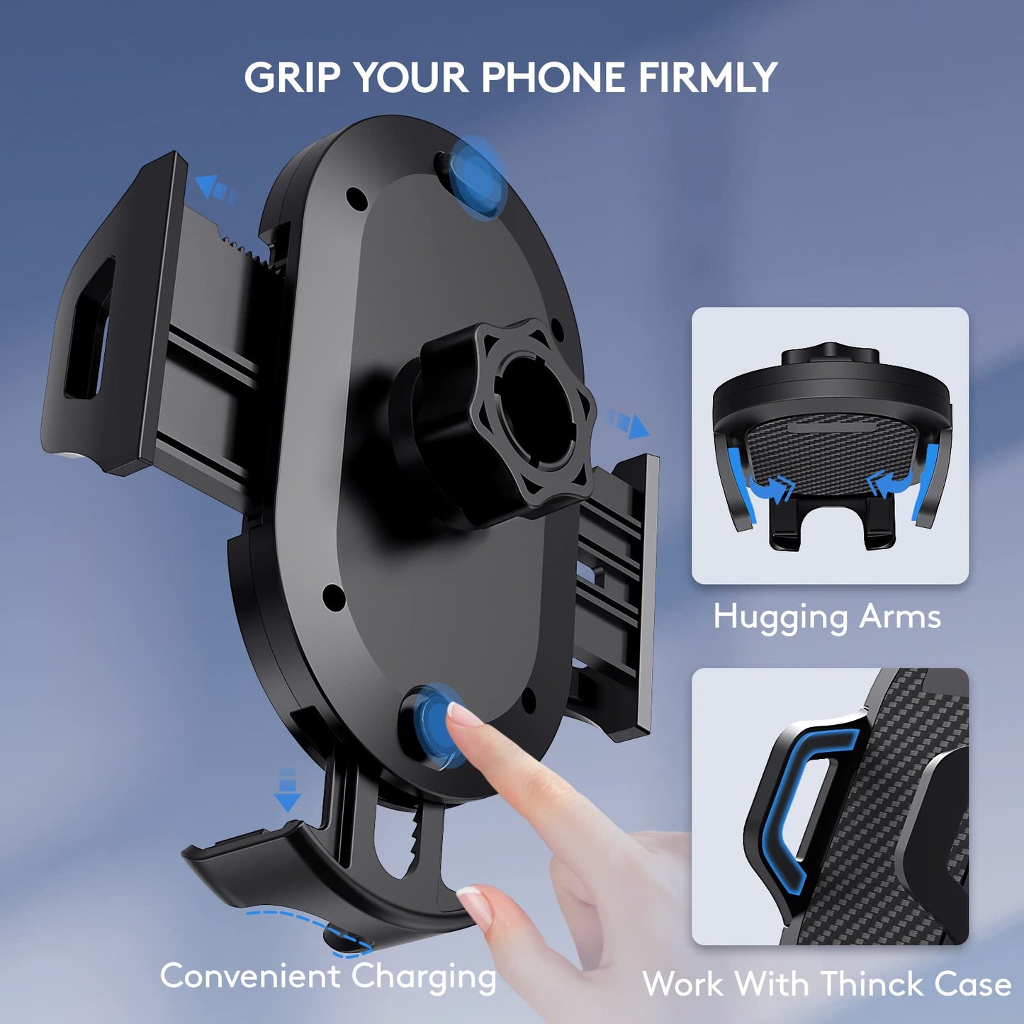 Car Phone Holder Mount, [Strong Suction Cup] [Military Grade Durable] for Windshield and Dashboard, Adjustable Long Arm Compatible with iPhone 15 14 Pro Max and All Smartphones, Black - DSP Warehouse