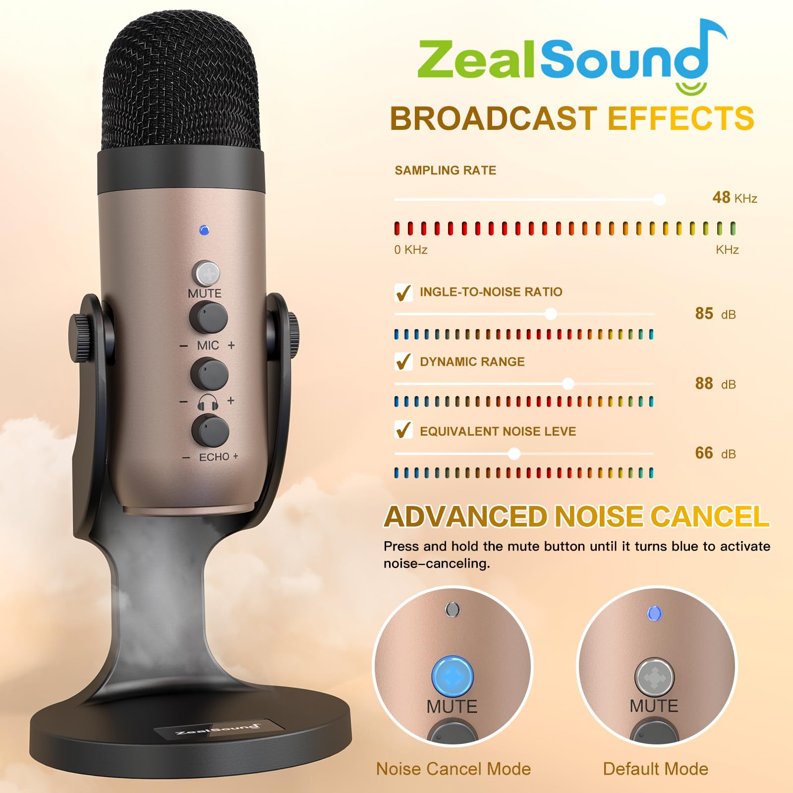 ZealSound USB Microphone,Condenser Computer PC Mic,Plug&Play Gaming Microphones for PS 4&5.Headphone Output&Volume Control,Mic Gain Control,Mute Button Vocal,YouTube Podcast on Mac&Windows(Black) - DSP Warehouse