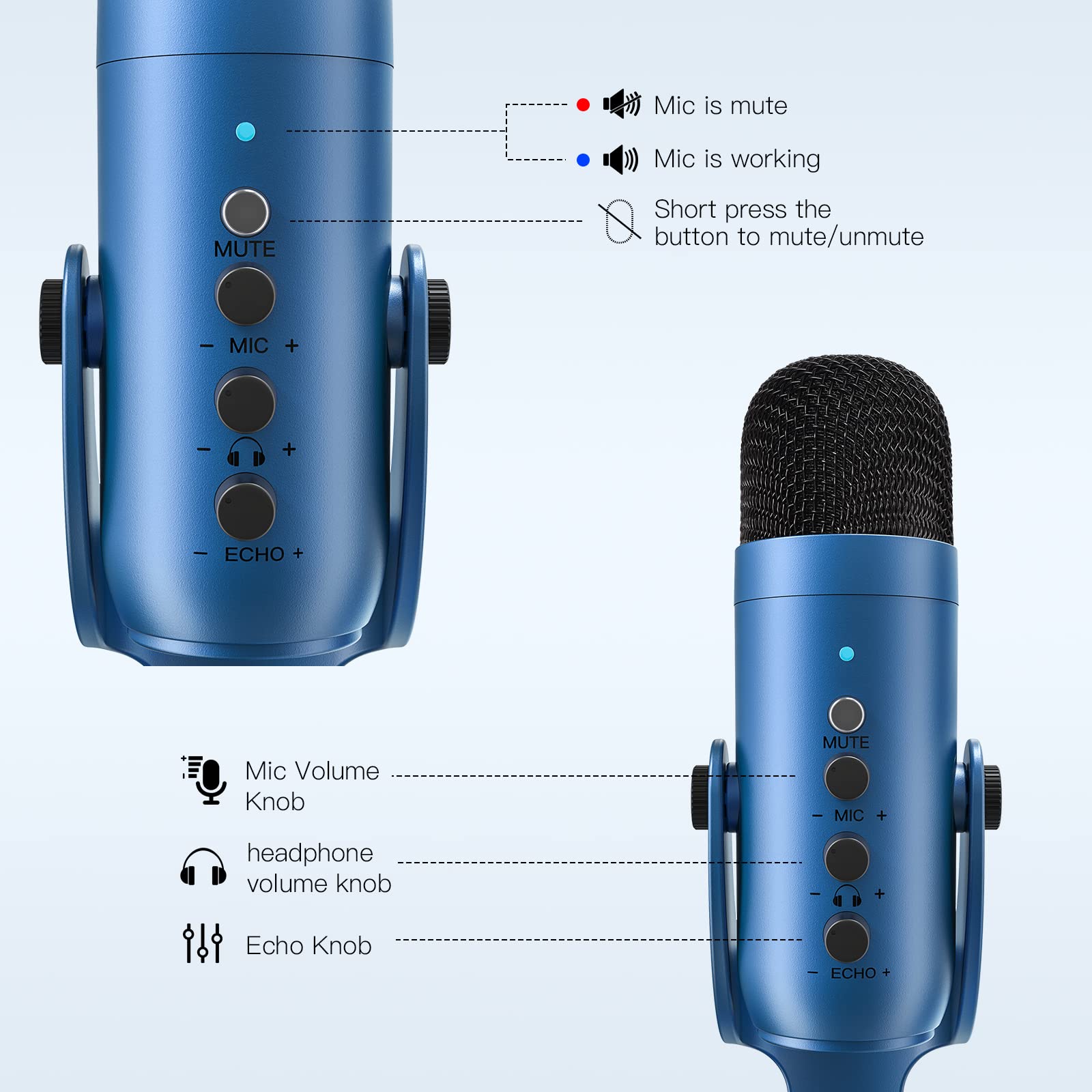 ZealSound USB Microphone,Condenser Computer PC Mic,Plug&Play Gaming Microphones for PS 4&5.Headphone Output&Volume Control,Mic Gain Control,Mute Button Vocal,YouTube Podcast on Mac&Windows(Black) - DSP Warehouse