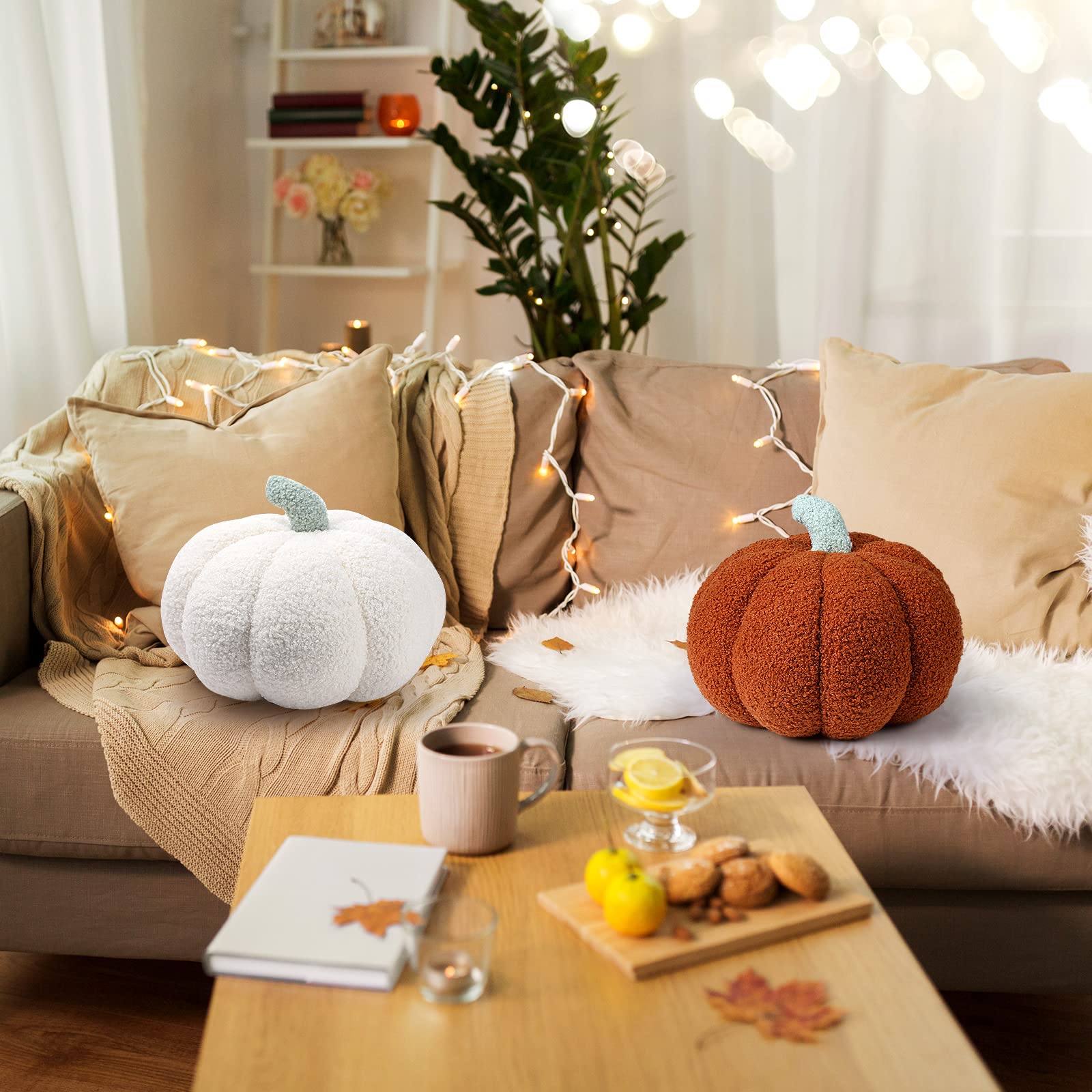 Queekay 2 Pcs Pumpkin Throw Pillow Fall Thanksgiving Pumpkin Pillow 11 x 9.5 Inch 3D Halloween Pumpkin Pillow Sofa Throw Pillow Cushion Home Decoration for Car Bedroom Couch(Pink) - DSP Warehouse