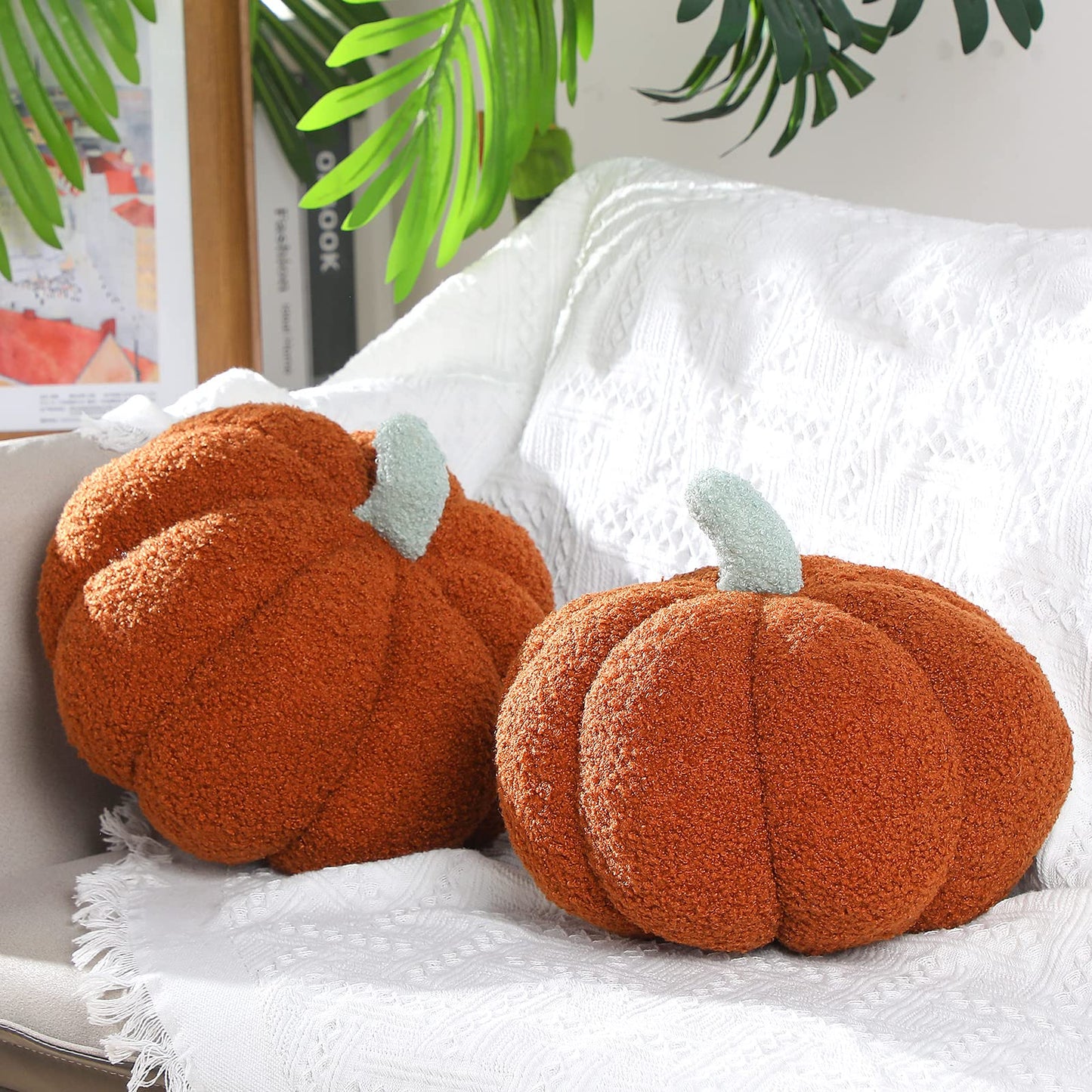 Queekay 2 Pcs Pumpkin Throw Pillow Fall Thanksgiving Pumpkin Pillow 11 x 9.5 Inch 3D Halloween Pumpkin Pillow Sofa Throw Pillow Cushion Home Decoration for Car Bedroom Couch(Pink) - DSP Warehouse