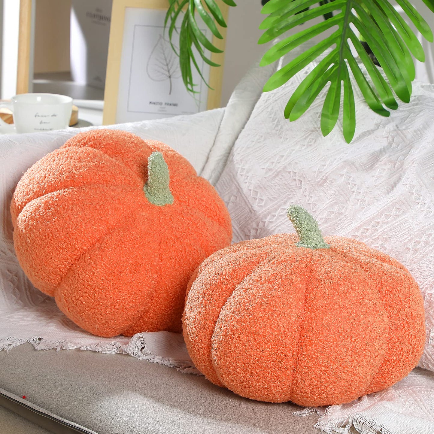 Queekay 2 Pcs Pumpkin Throw Pillow Fall Thanksgiving Pumpkin Pillow 11 x 9.5 Inch 3D Halloween Pumpkin Pillow Sofa Throw Pillow Cushion Home Decoration for Car Bedroom Couch(Pink) - DSP Warehouse