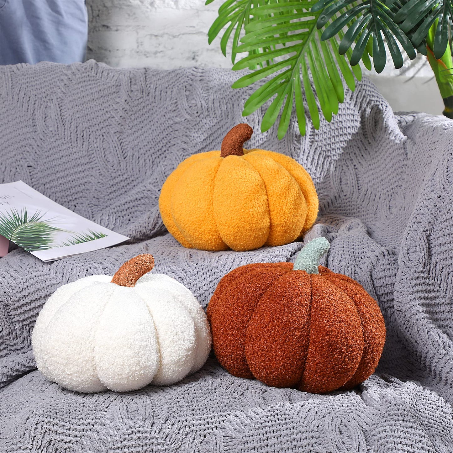 Queekay 2 Pcs Pumpkin Throw Pillow Fall Thanksgiving Pumpkin Pillow 11 x 9.5 Inch 3D Halloween Pumpkin Pillow Sofa Throw Pillow Cushion Home Decoration for Car Bedroom Couch(Pink) - DSP Warehouse